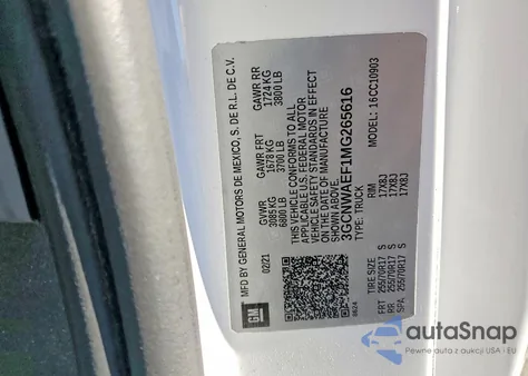 2021 Chevrolet Silverado C1500 from USA, damaged, VIN 3GCNWAEF1MG265616